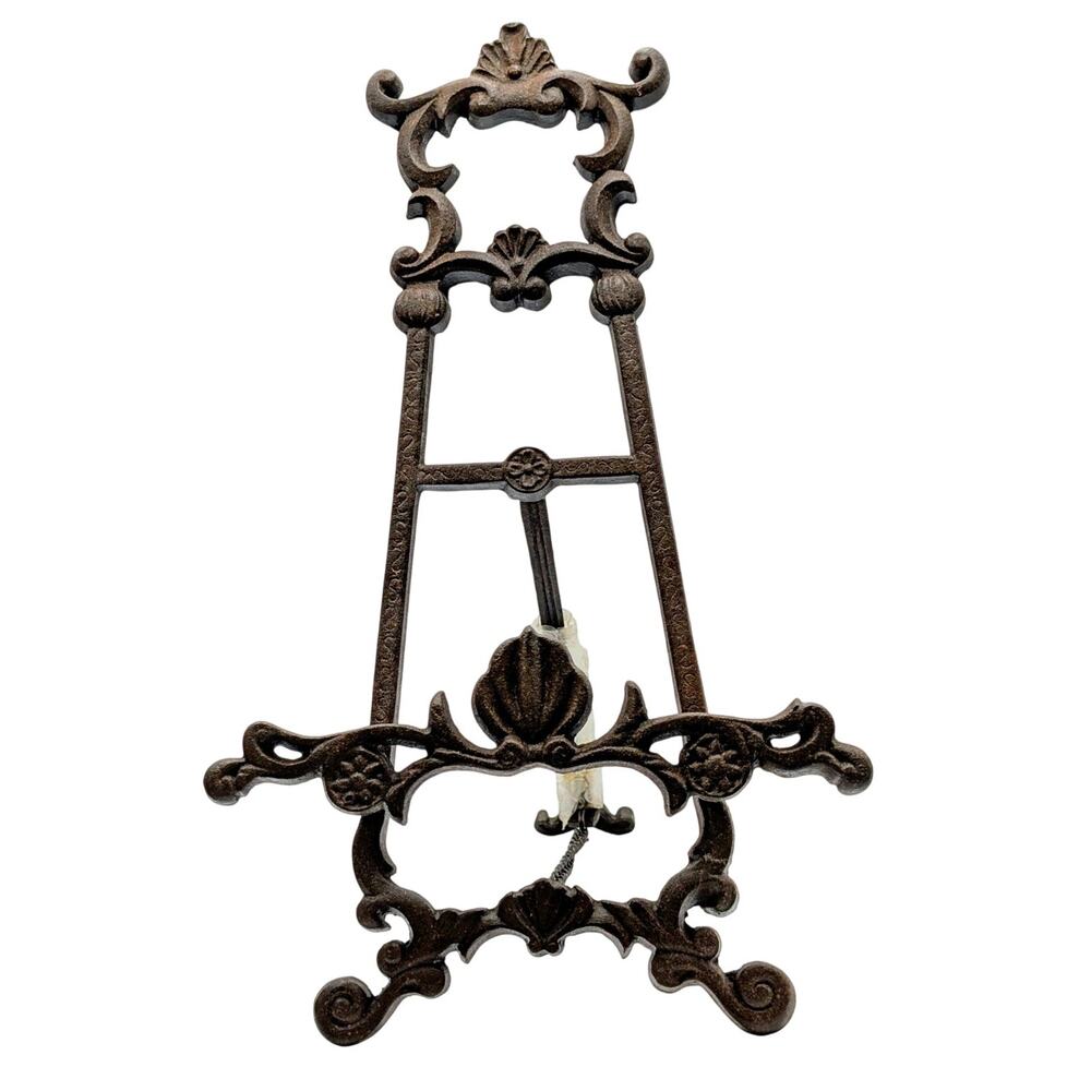 Vintage Cast Iron Rustic Decorative Easel Stand For Art Plate Book Display